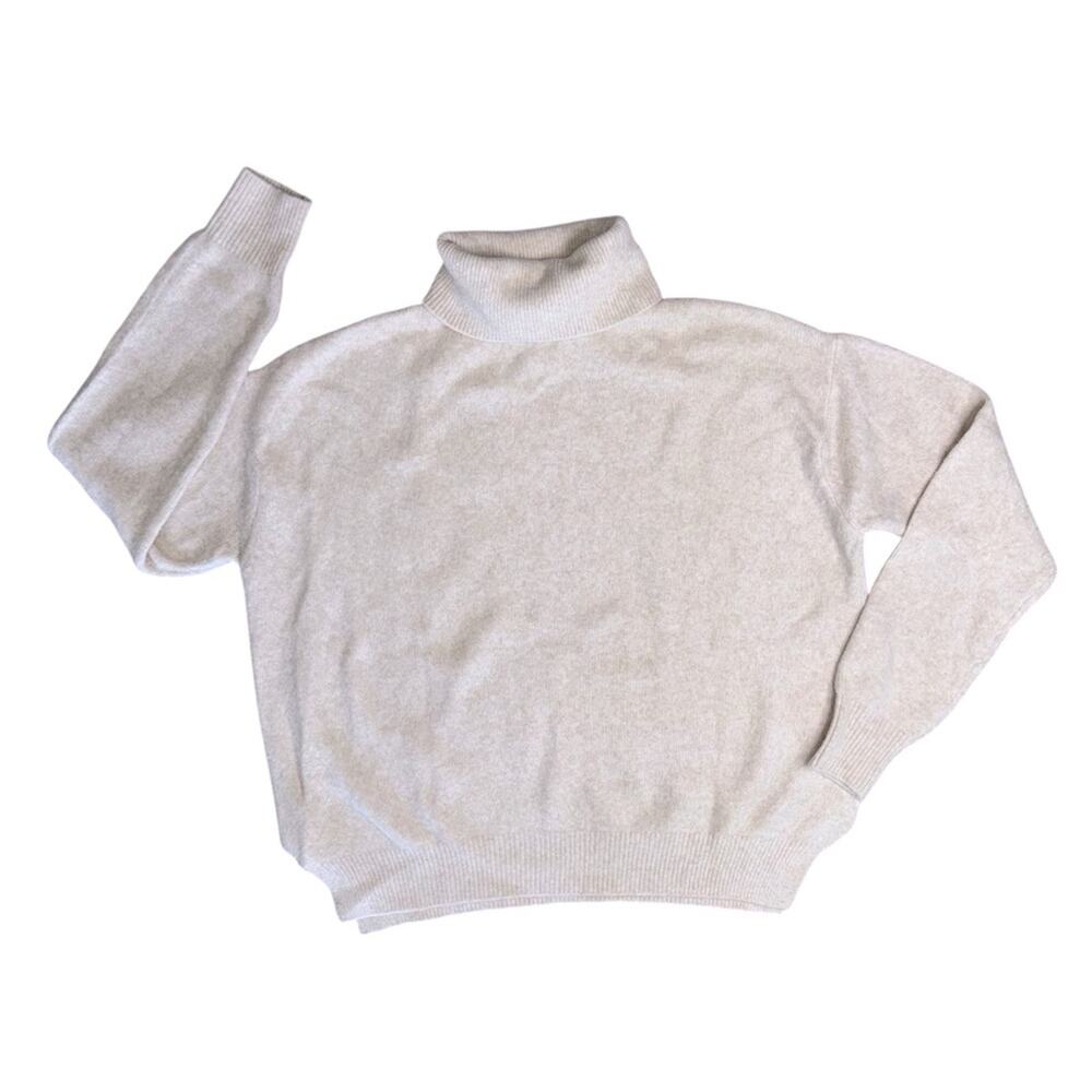 KAREN KANE Women’s Cream Wool Blend Turtleneck Sweater